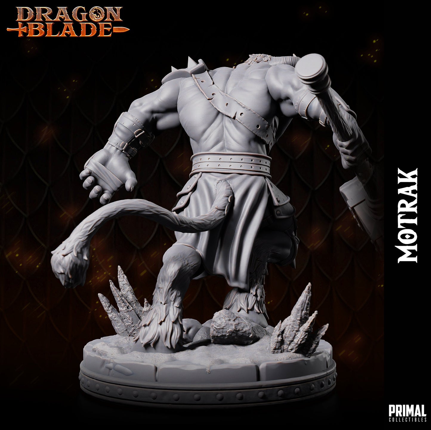 Minotaur Motrak Hammer | Tabletop Scale | TTRPG D&D Miniature | Primal Collectibles