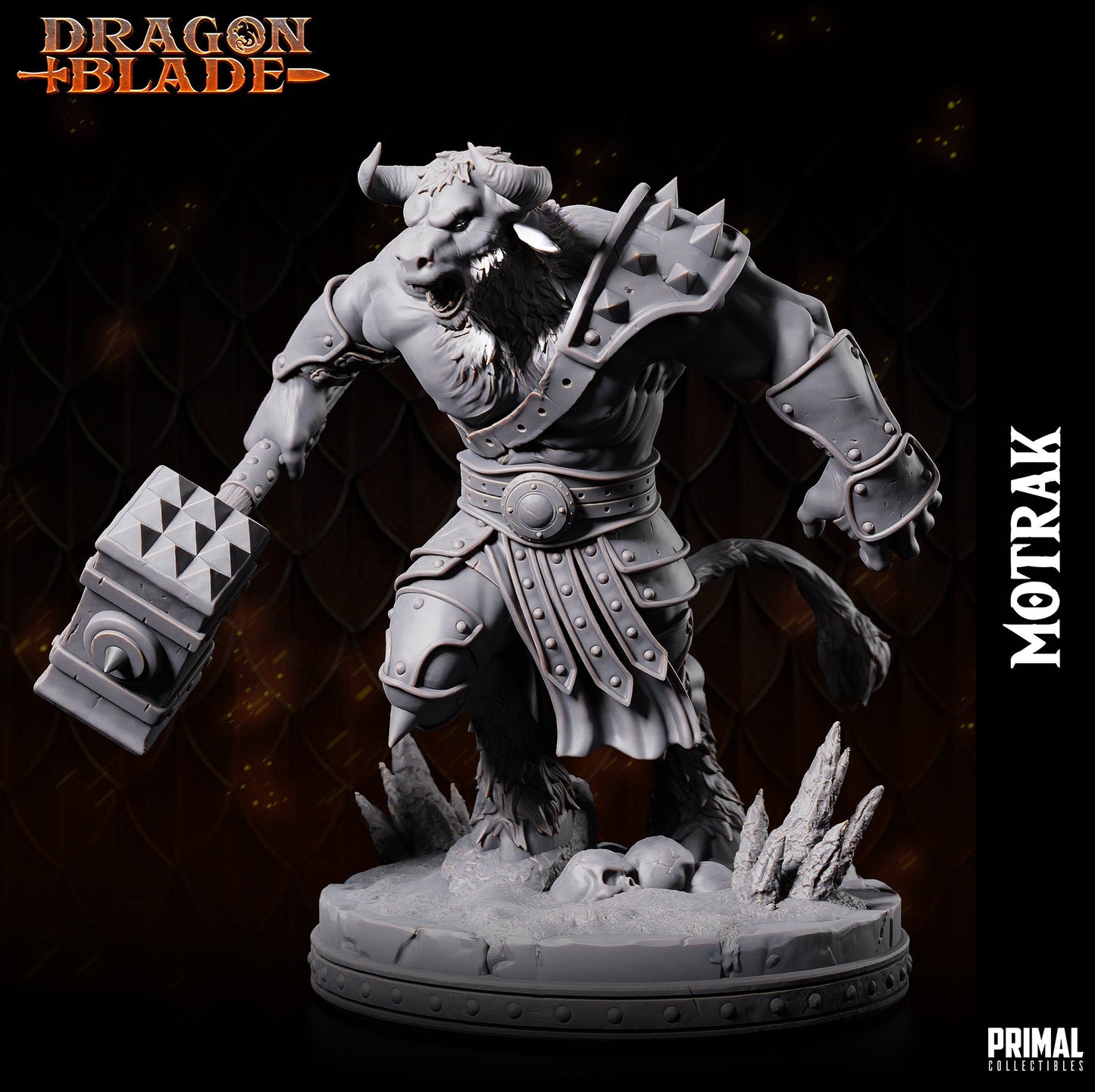 Minotaur Motrak Hammer | Tabletop Scale | TTRPG D&D Miniature | Primal Collectibles