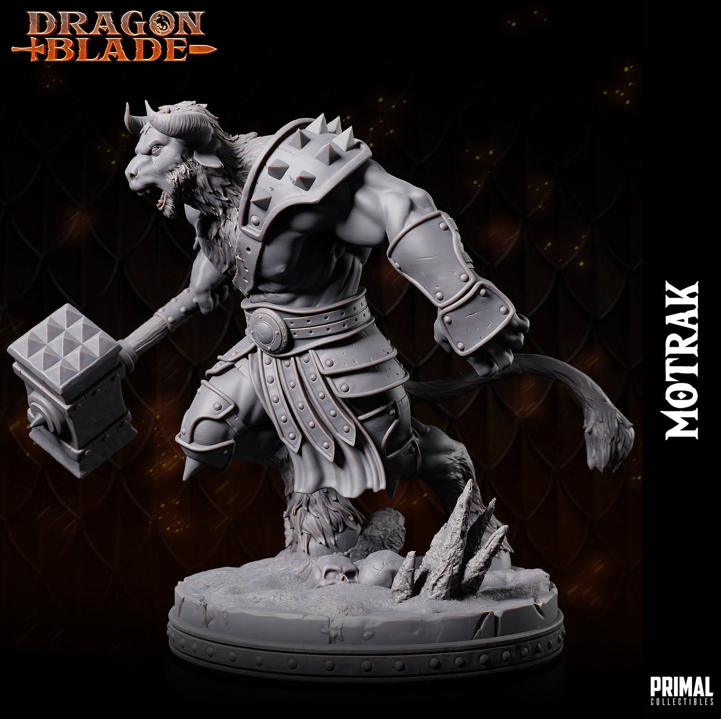 Minotaur Motrak Hammer | Tabletop Scale | TTRPG D&D Miniature | Primal Collectibles