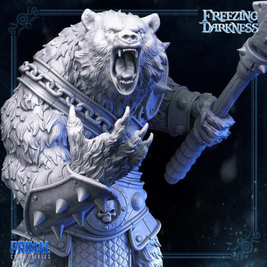 Polar War Bear, Werebear | Tabletop Scale | TTRPG D&D Miniature | Primal Collectibles