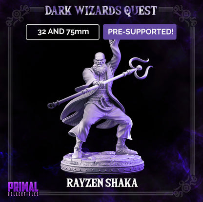 Rayzen Shaka | Dark Wizards Quest | TTRPG D&D Miniature | Primal Collectibles