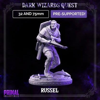 Russel Crossbowman Mercenary | Dark Wizards Quest | TTRPG D&D Miniature | Primal Collectibles