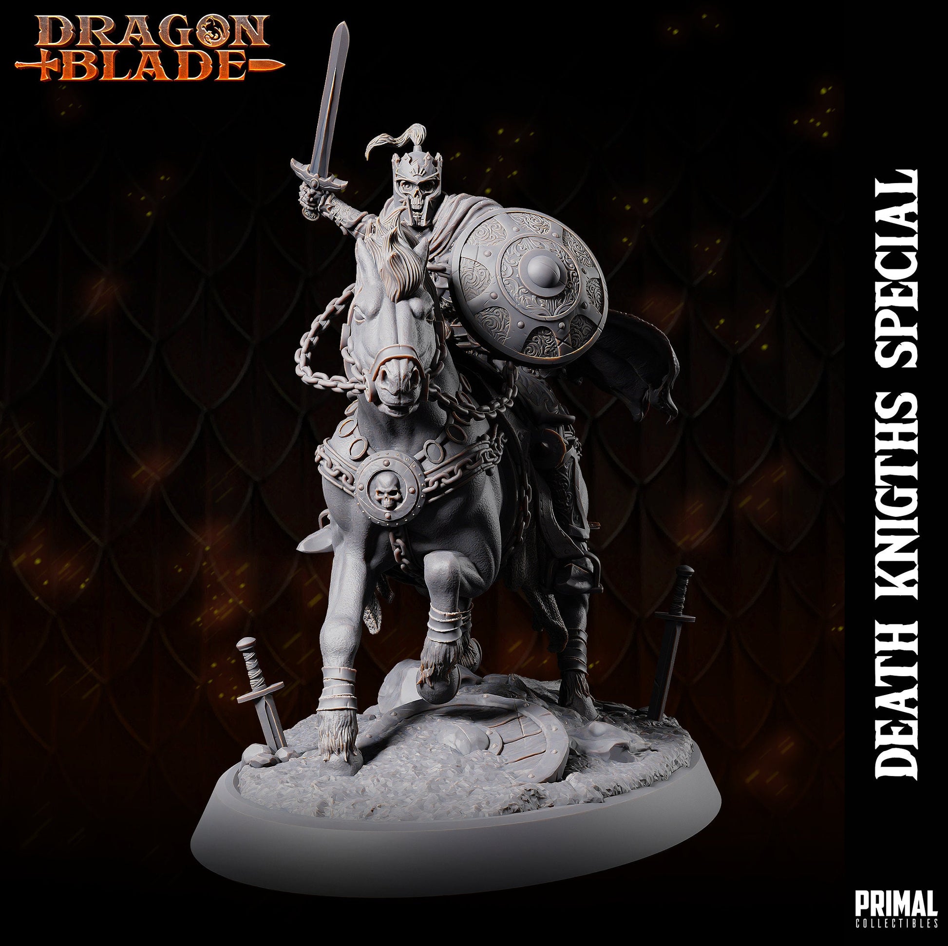 Skeleton on Horse | Dragonblade | TTRPG D&D Miniature | Primal Collectibles