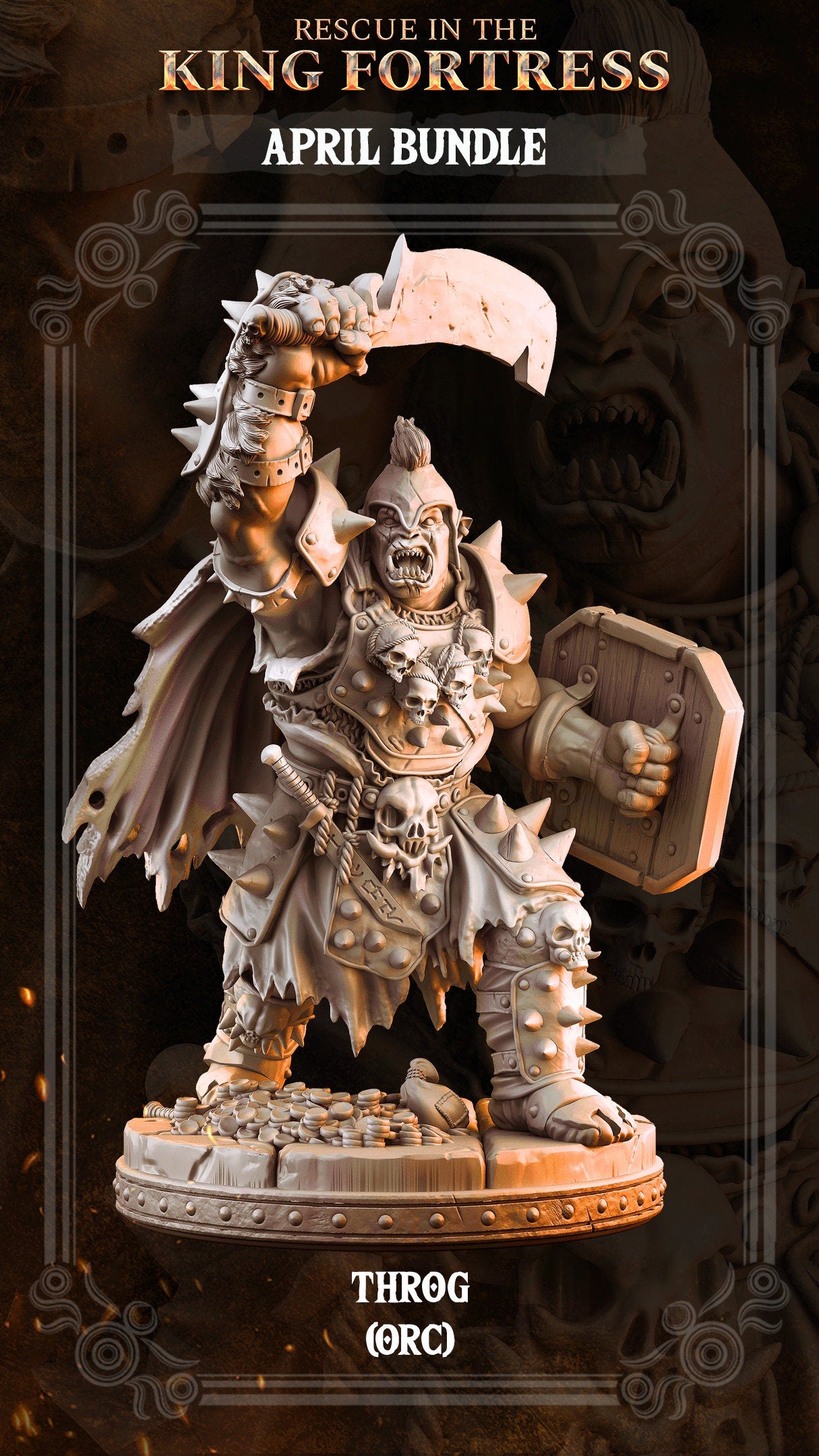 Orc Warlord Throg | Tabletop Scale | TTRPG D&D Miniature | Primal Collectibles