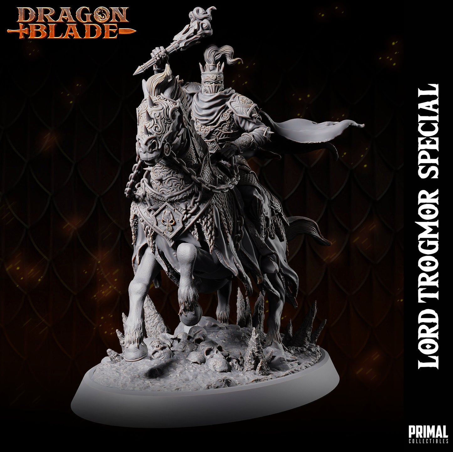 Trogmor on Horse | Tabletop Scale | TTRPG D&D Miniature | Primal Collectibles