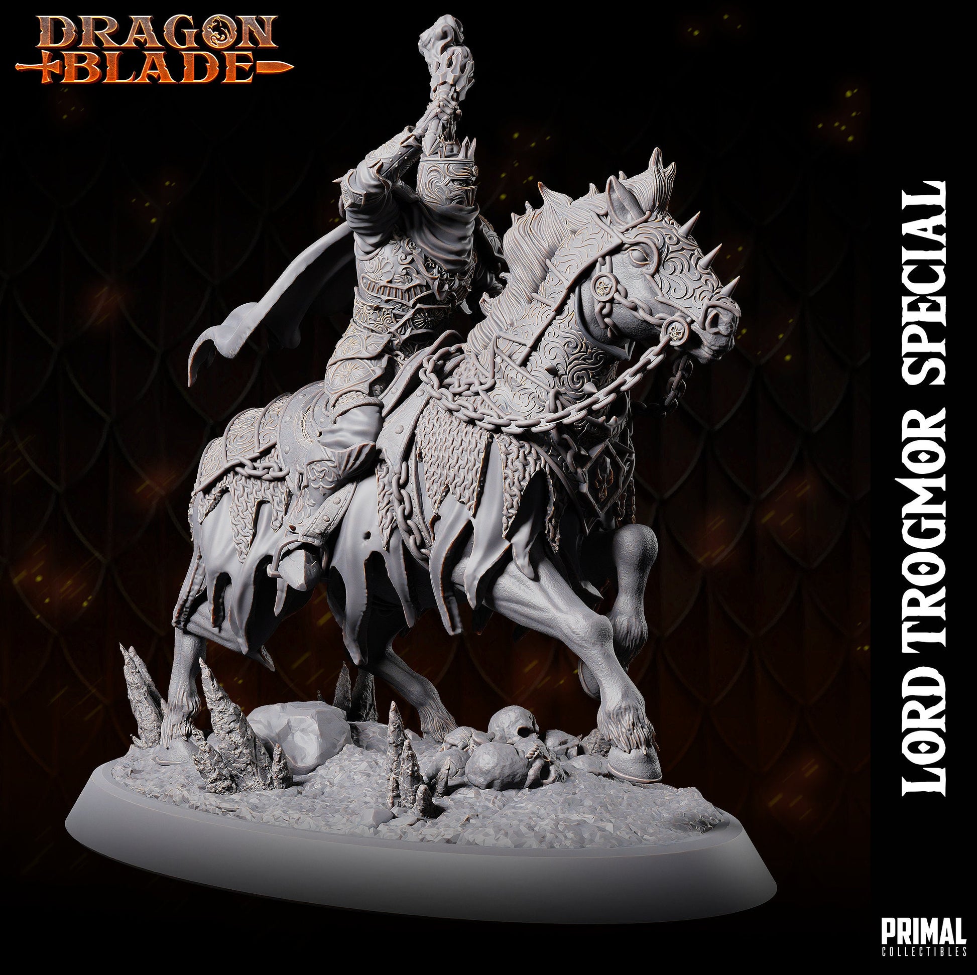 Trogmor on Horse | Tabletop Scale | TTRPG D&D Miniature | Primal Collectibles