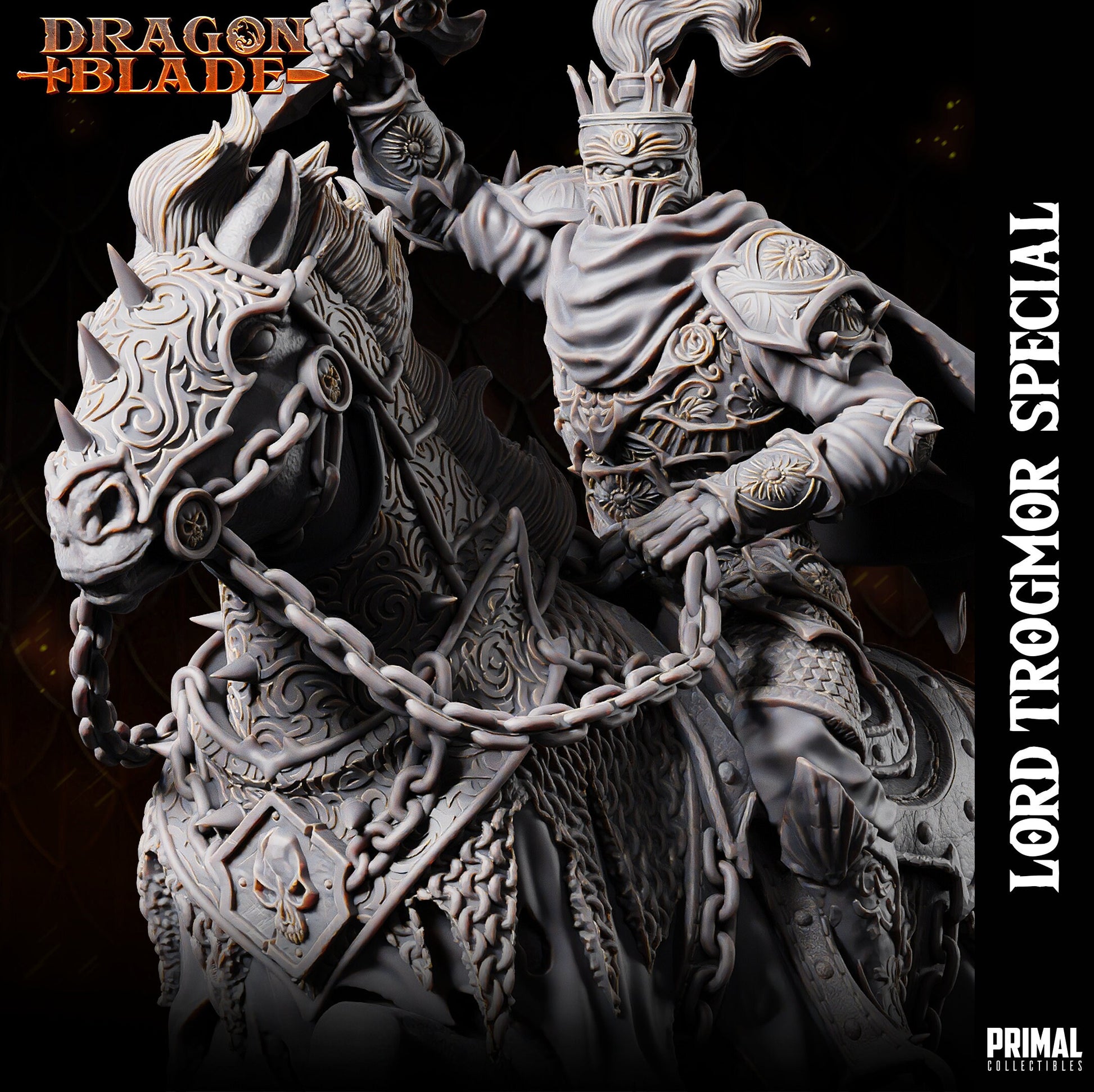 Trogmor on Horse | Tabletop Scale | TTRPG D&D Miniature | Primal Collectibles