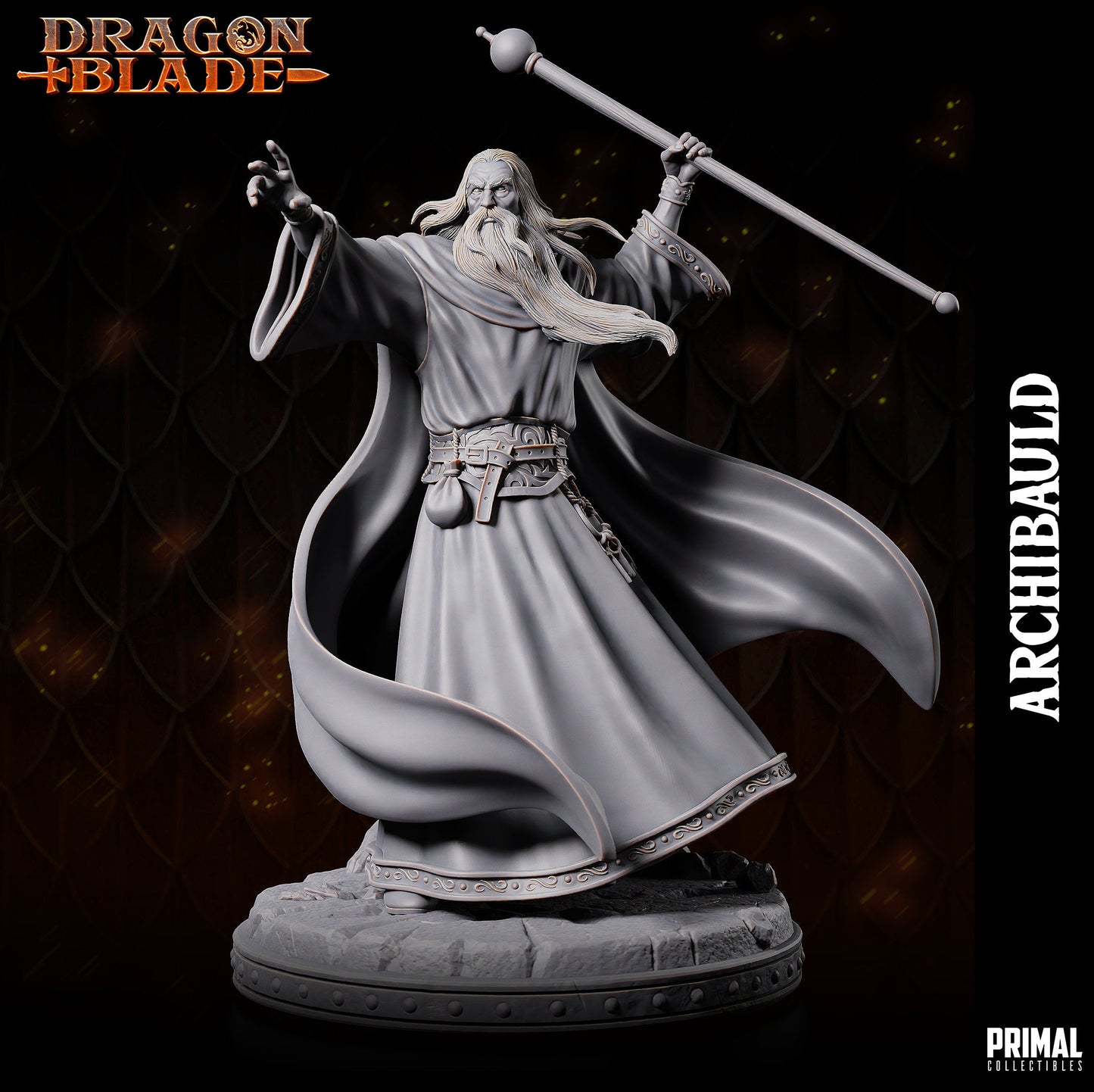 Wizard Archbauld | Tabletop Scale | TTRPG D&D Miniature | Primal Collectibles