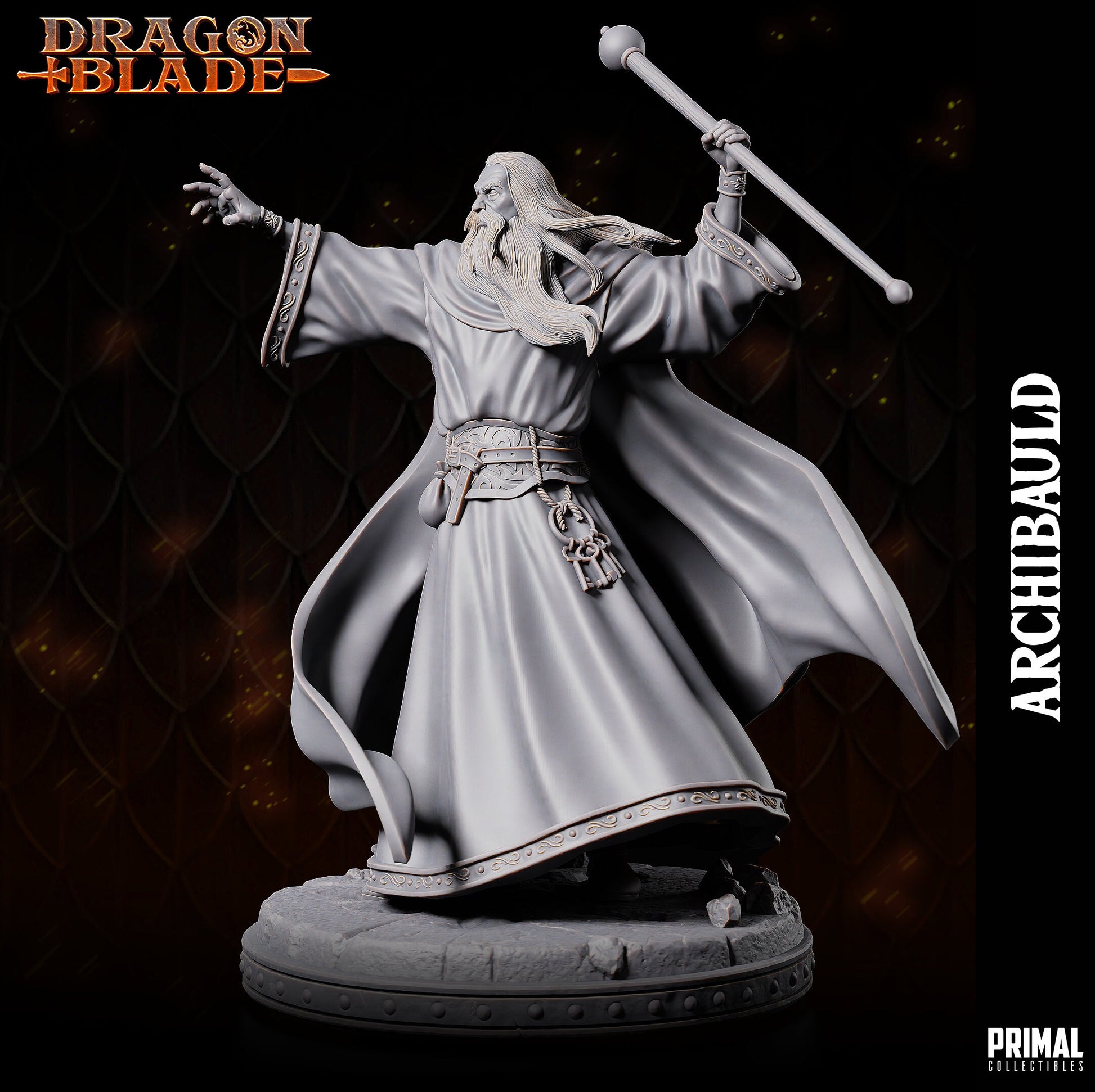 Wizard Archbauld | Tabletop Scale | TTRPG D&D Miniature | Primal Collectibles