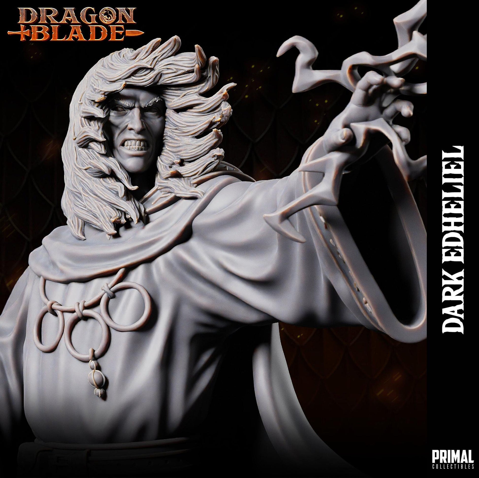Wizard Dark Edheliel | Dragonblade | TTRPG D&D Miniature | Primal Collectibles