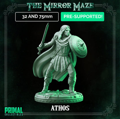 Athos Elf Hero | The Mirror Maze | TTRPG D&D Miniature | Primal Collectibles