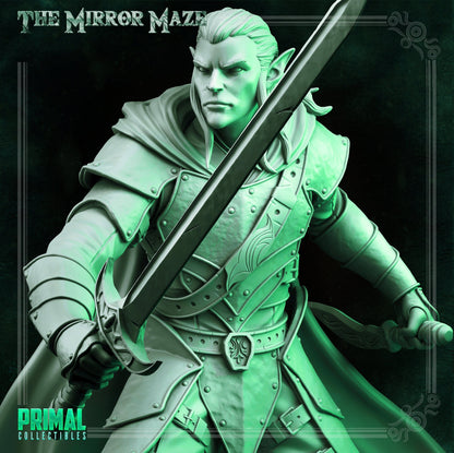 Augur Elf Warrior | The Mirror Maze | TTRPG D&D Miniature | Primal Collectibles