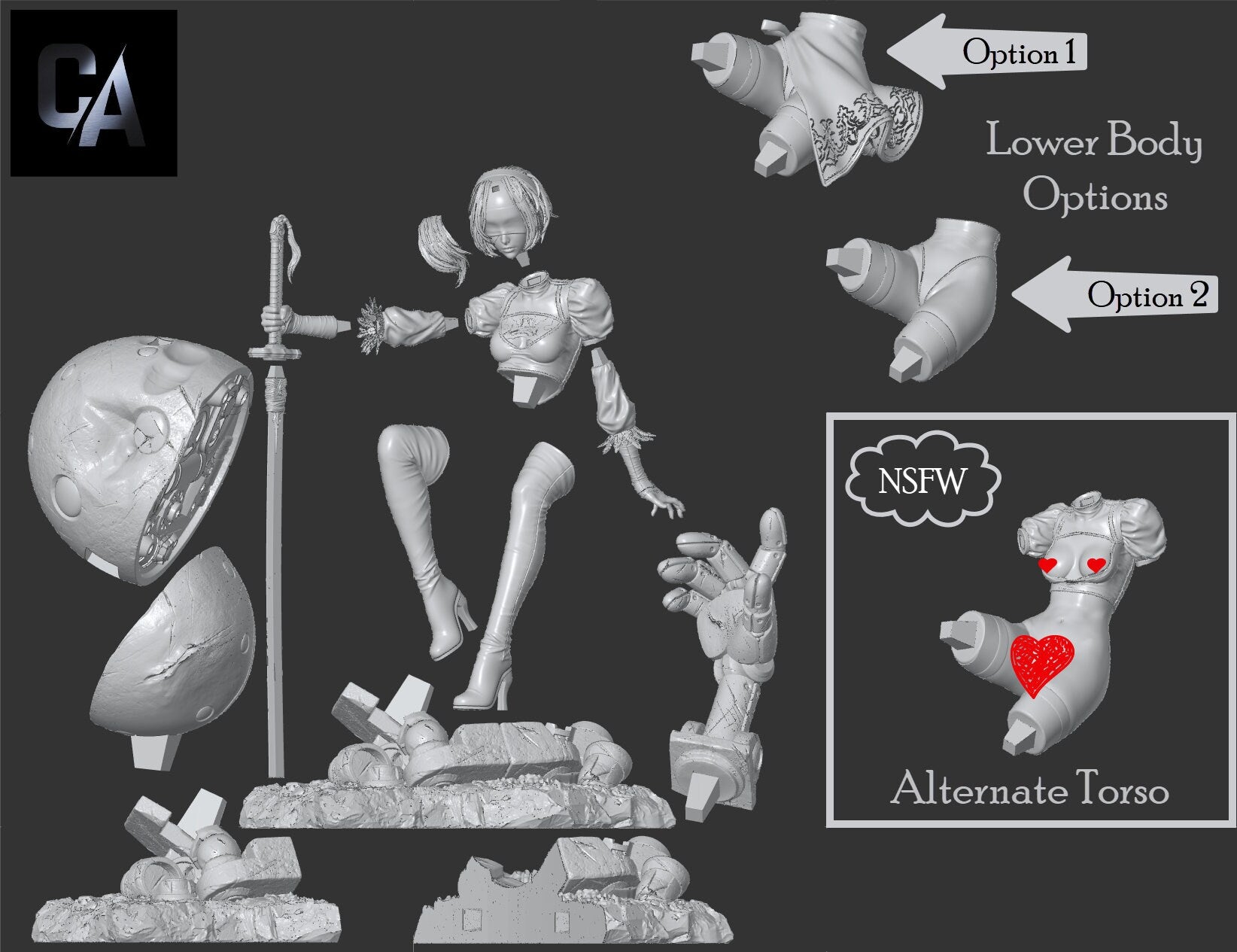 1:12 Warrior Android | Resin Garage Kit Sculpture Anime Video Game Fan Art Statue | CA 3D Studios