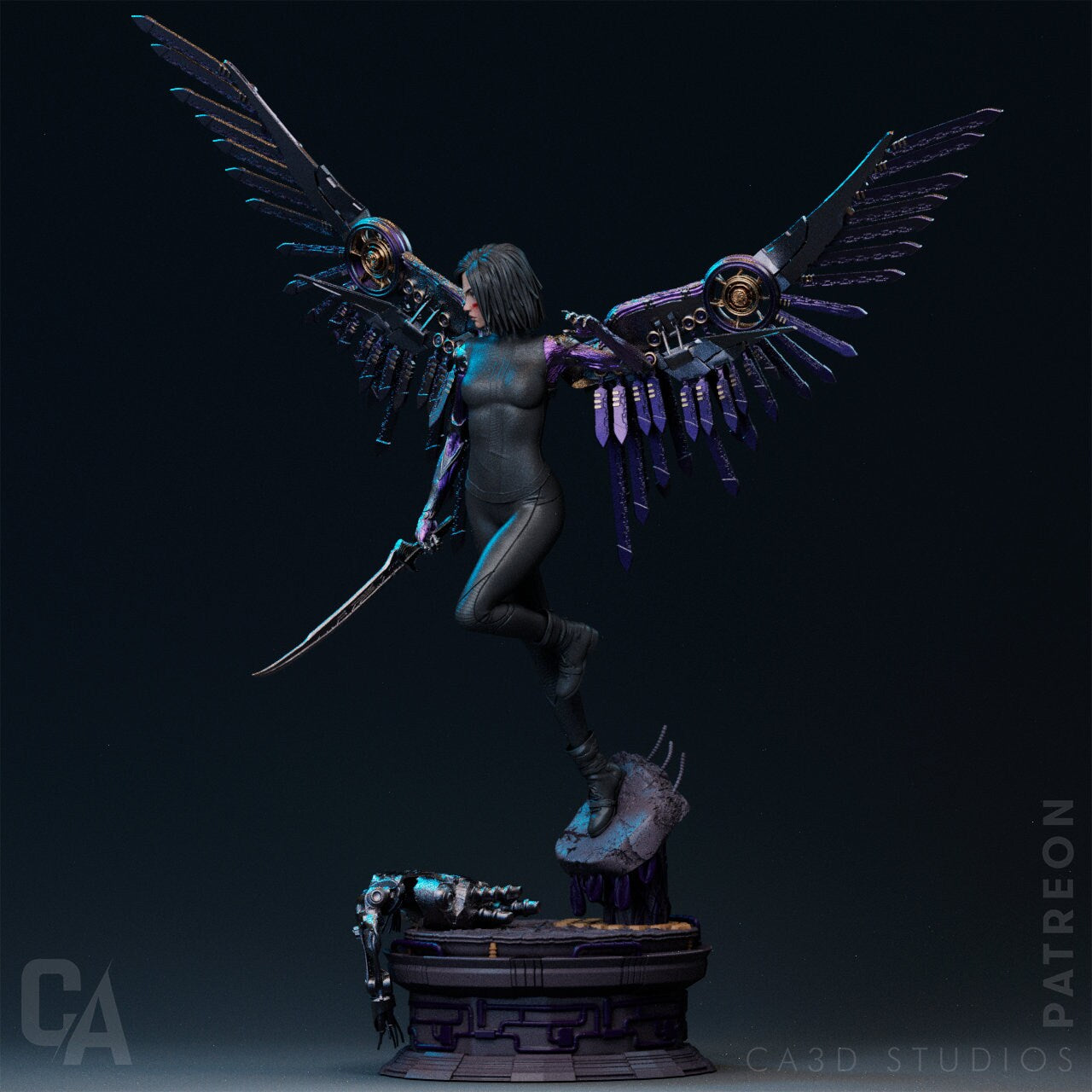 1:12 Winged Cyborg | Resin Garage Kit Sculpture Anime Video Game Fan Art Statue | CA 3D Studios