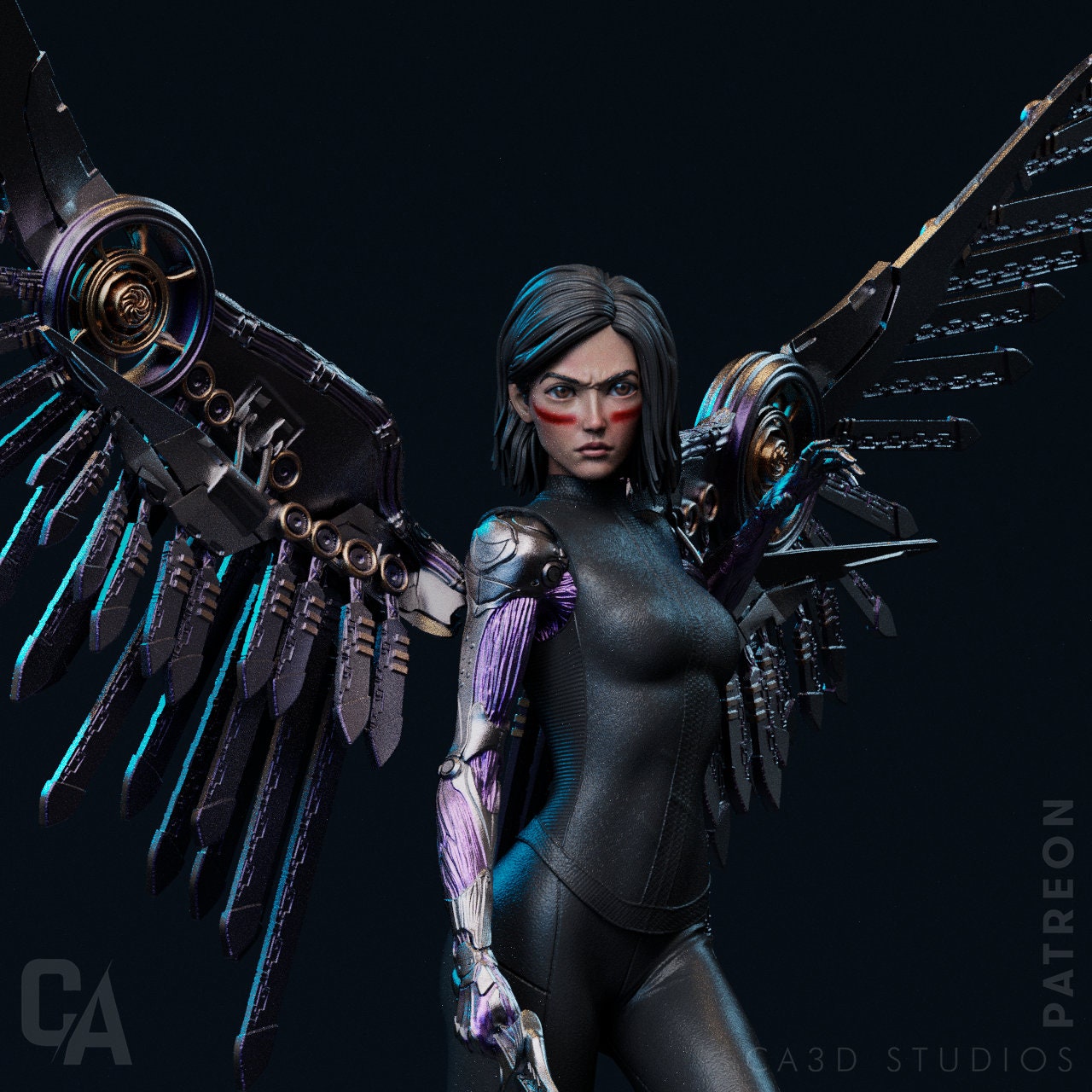 1:12 Winged Cyborg | Resin Garage Kit Sculpture Anime Video Game Fan Art Statue | CA 3D Studios