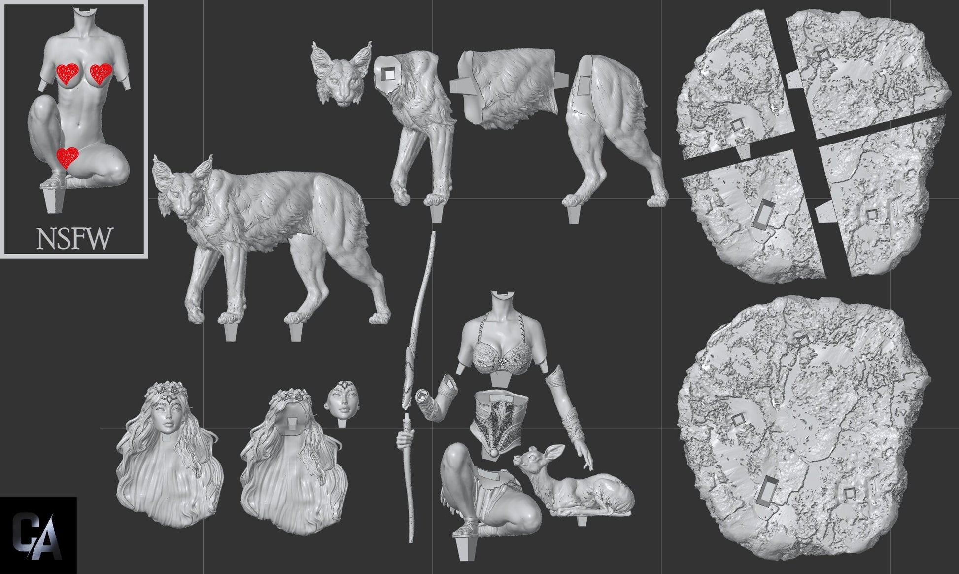 Greek Goddess of the Hunt, Artemis | Resin Garage Kit Sculpture Anime Video Game Fan Art Statue | CA 3D Studios