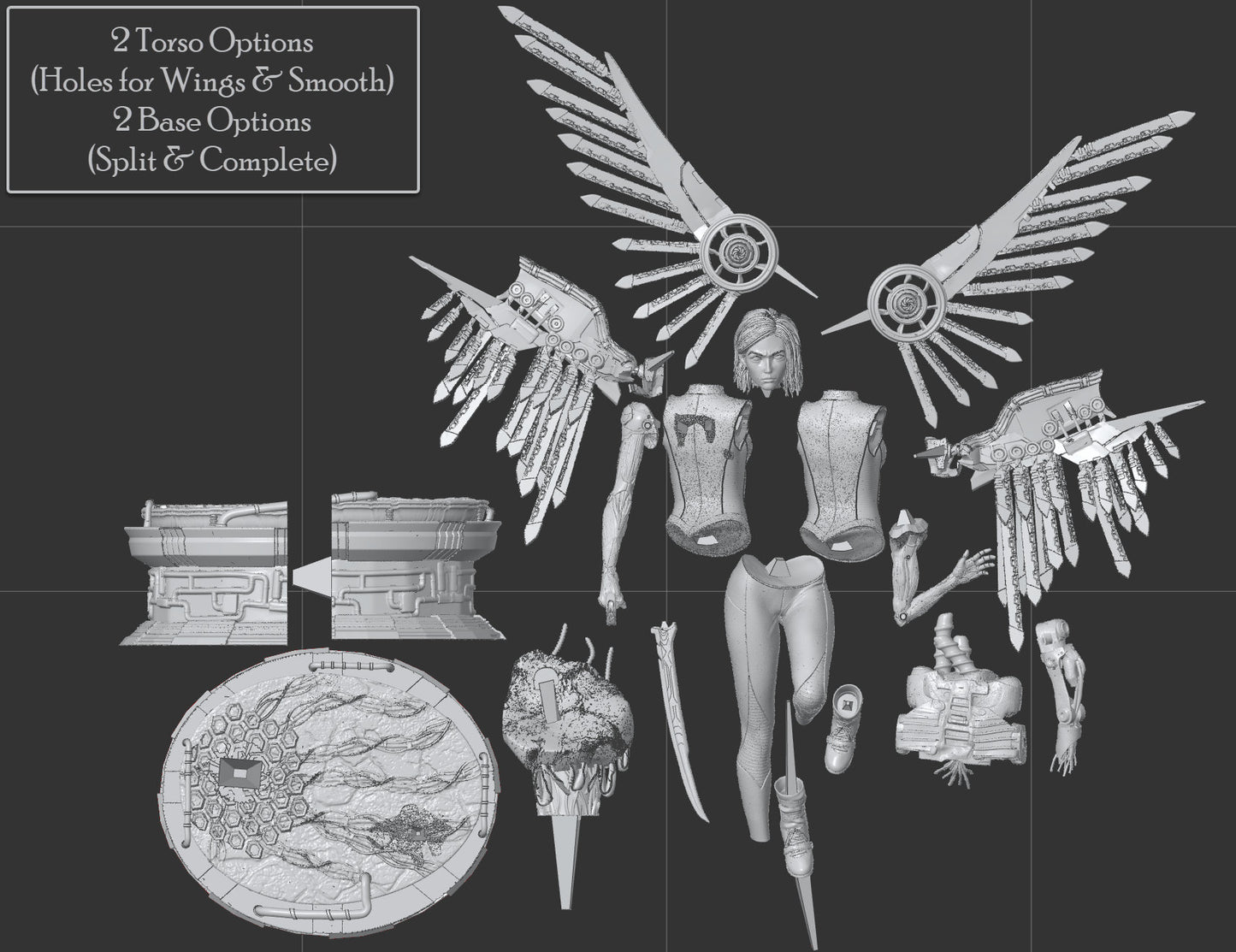 1:12 Winged Cyborg | Resin Garage Kit Sculpture Anime Video Game Fan Art Statue | CA 3D Studios