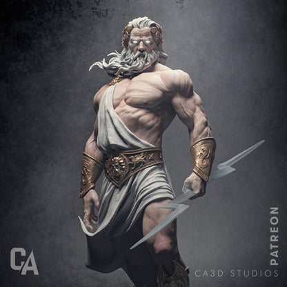 Greek God of the Sky, Zeus | Resin Garage Kit Sculpture Anime Video Game Fan Art Statue | CA 3D Studios