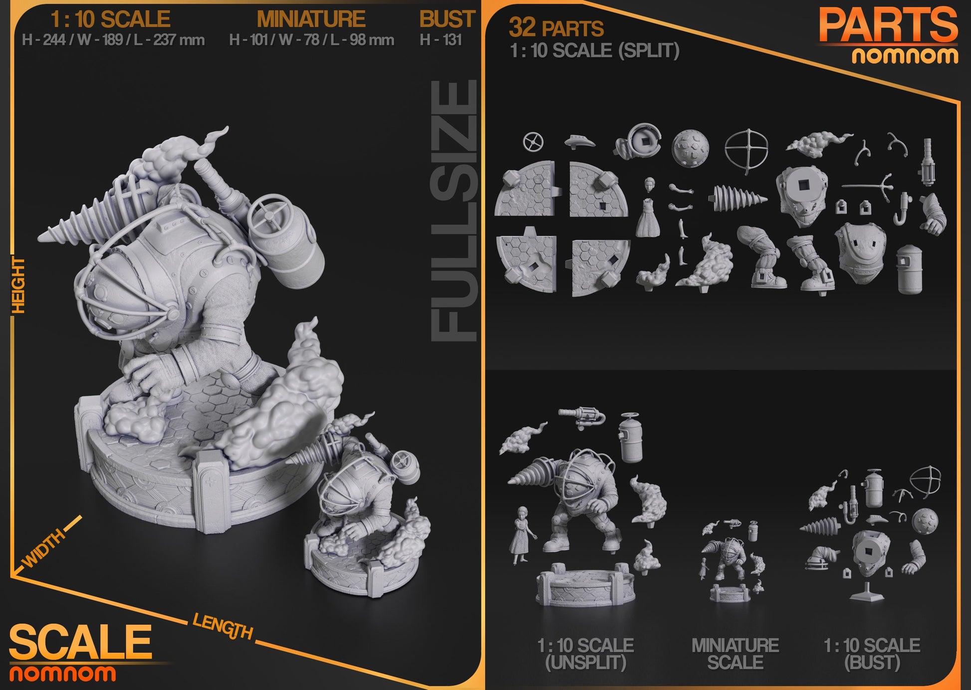 Bouncer and Little Sister | Resin Garage Kit Figure Game Fan Art | Nomnom Figures