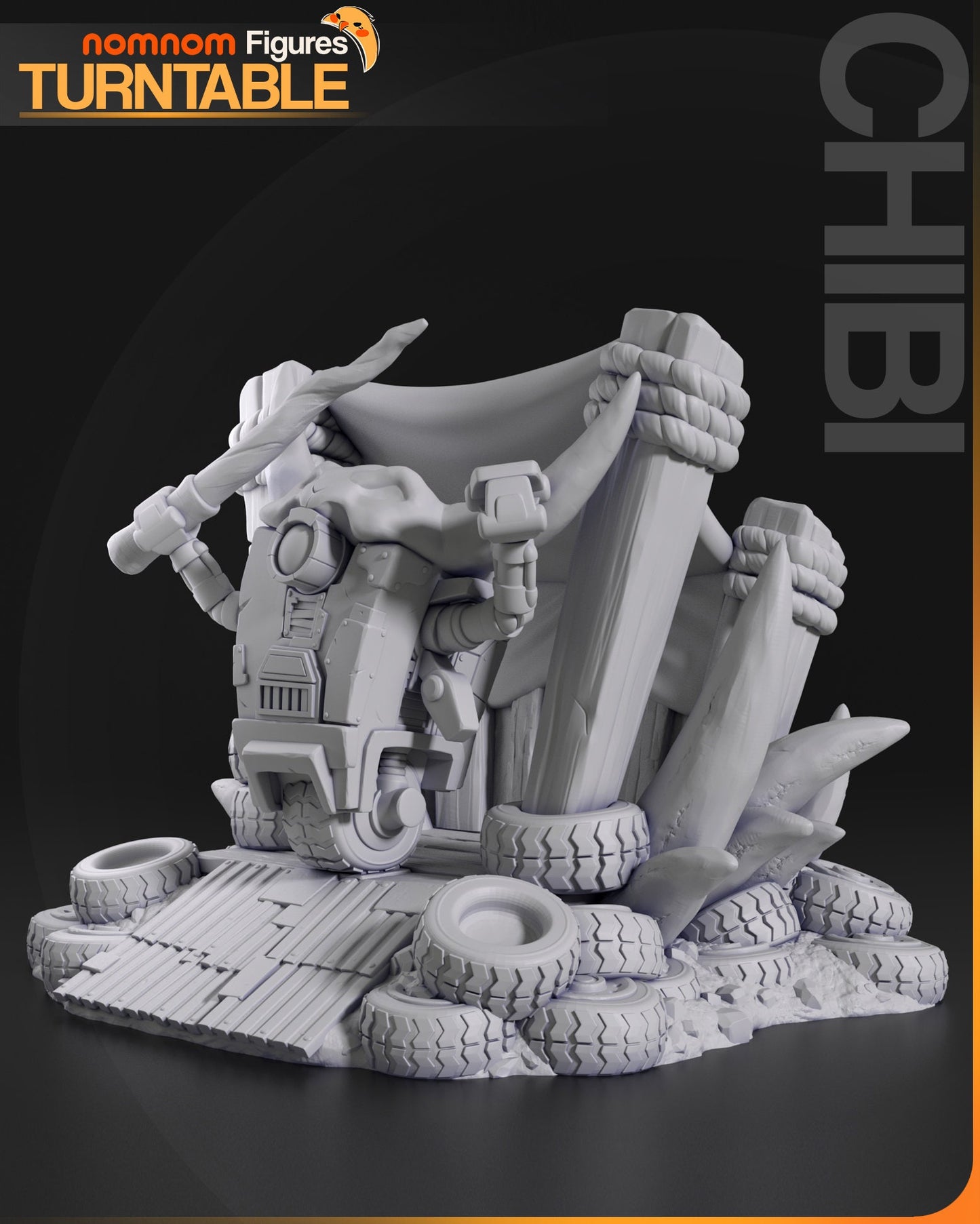 Chibi Loudmouth Robot | Resin Garage Kit Figure Game Fan Art | Nomnom Figures