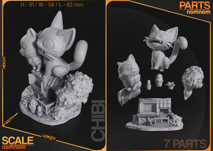 Chibi Delivery Kitty | Resin Garage Kit Figure Anime Fan Art | Nomnom Figures