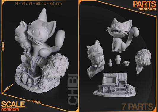 Chibi Delivery Kitty | Resin Garage Kit Figure Anime Fan Art | Nomnom Figures