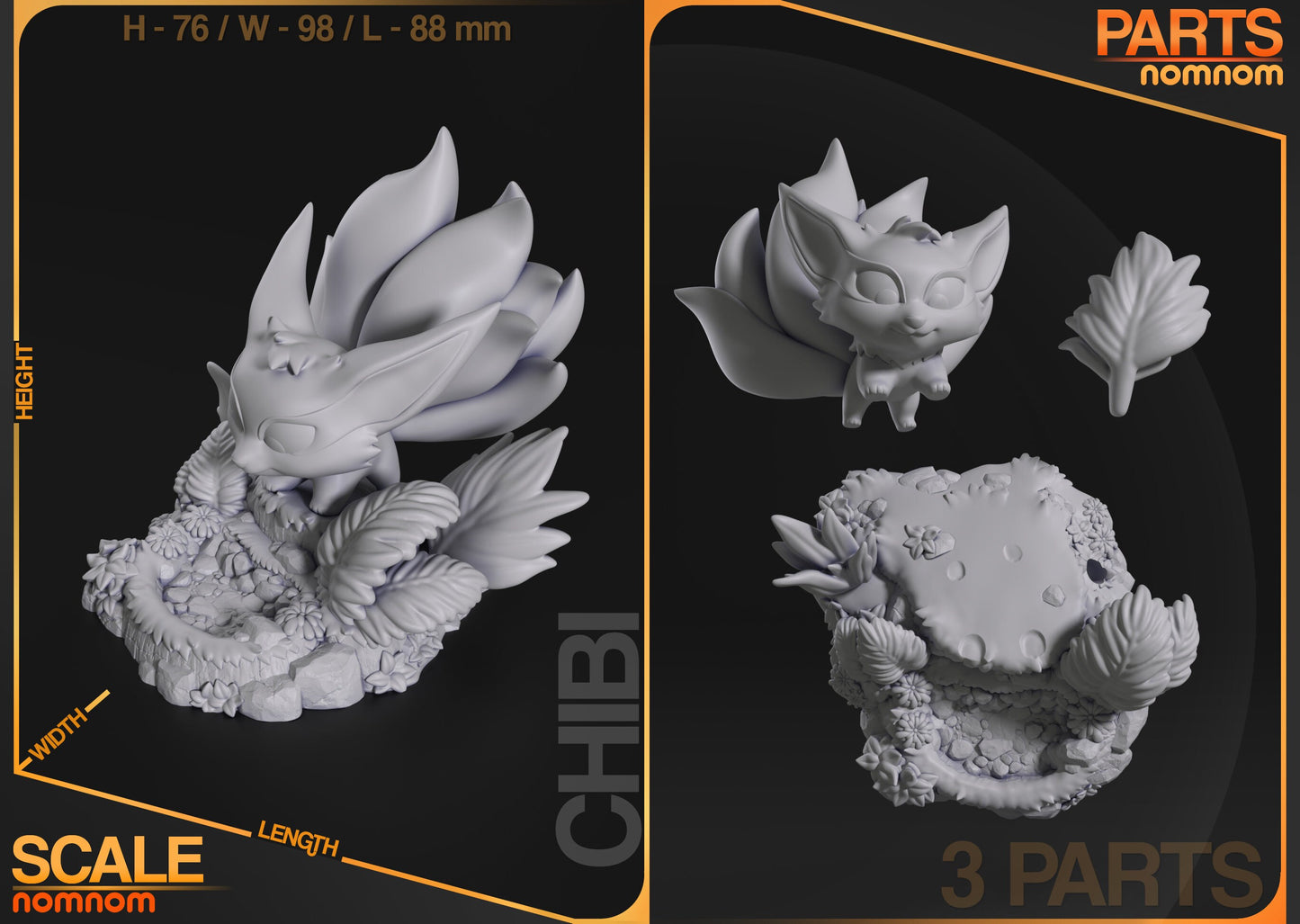 Chibi Fox Demon | Resin Garage Kit Figure Anime Manga Fan Art | Nomnom Figures