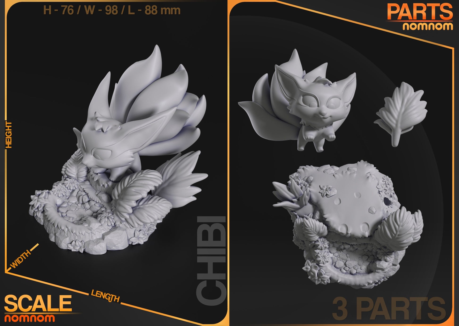 Chibi Fox Demon | Resin Garage Kit Figure Anime Manga Fan Art | Nomnom Figures