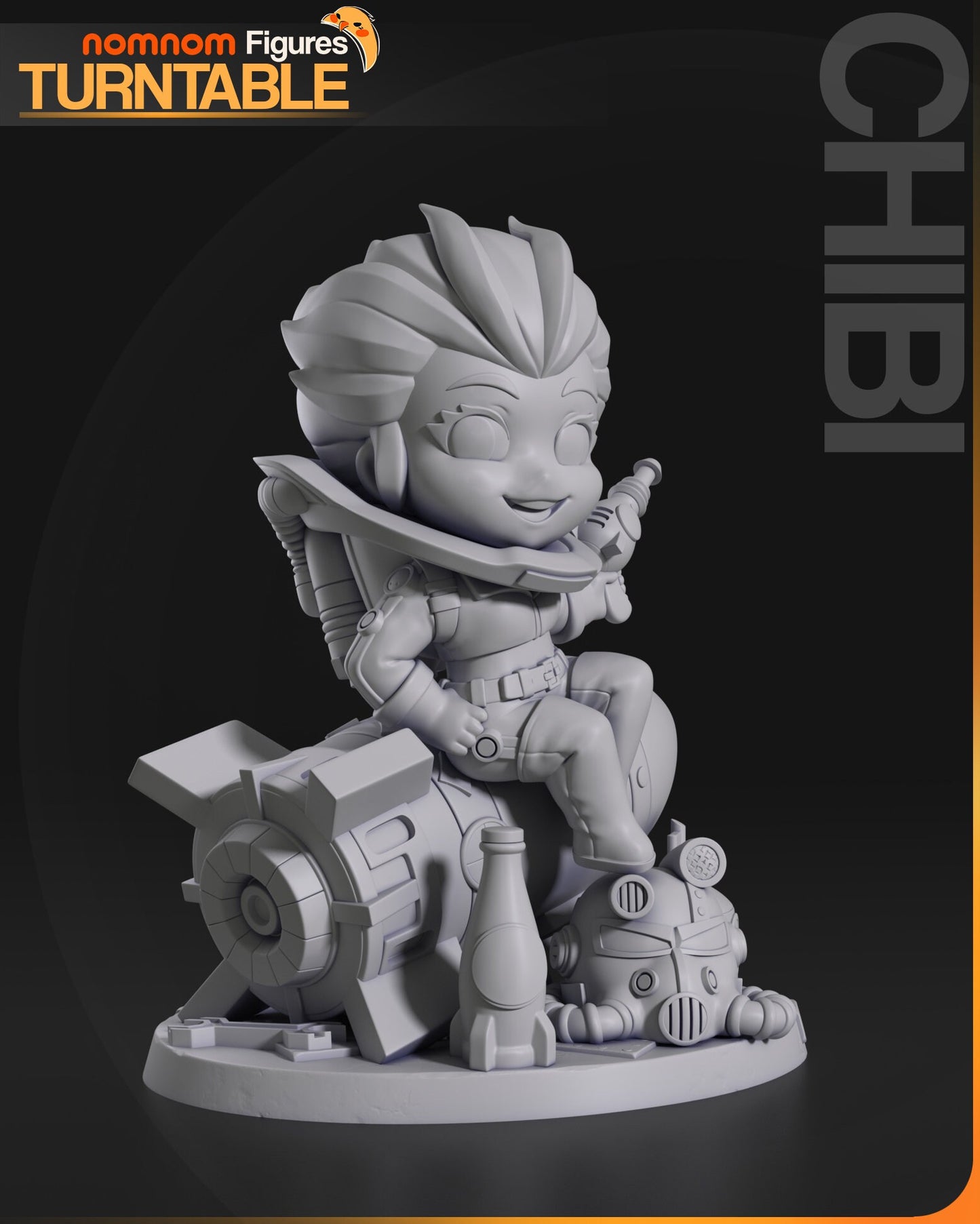 Chibi Nuclear Cola Girl | Resin Garage Kit Figure Game Fan Art | Nomnom Figures