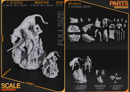 Dark Elf Ranger | Resin Garage Kit Figure D&D Game Fan Art | Nomnom Figures