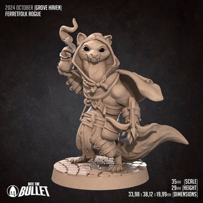 Ferretfolk Rogue | TABLETOP SCALE | D&D Humblewood TTRPG Miniature | Bite the Bullet