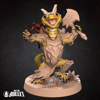 Lizardfolk Barbarian | TABLETOP SCALE | D&D Humblewood TTRPG Miniature | Bite the Bullet