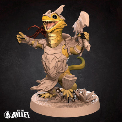 Lizardfolk Barbarian | TABLETOP SCALE | D&D Humblewood TTRPG Miniature | Bite the Bullet