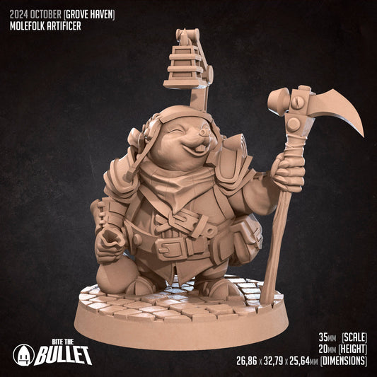 Molefolk Artificer | TABLETOP SCALE | D&D Humblewood TTRPG Miniature | Bite the Bullet