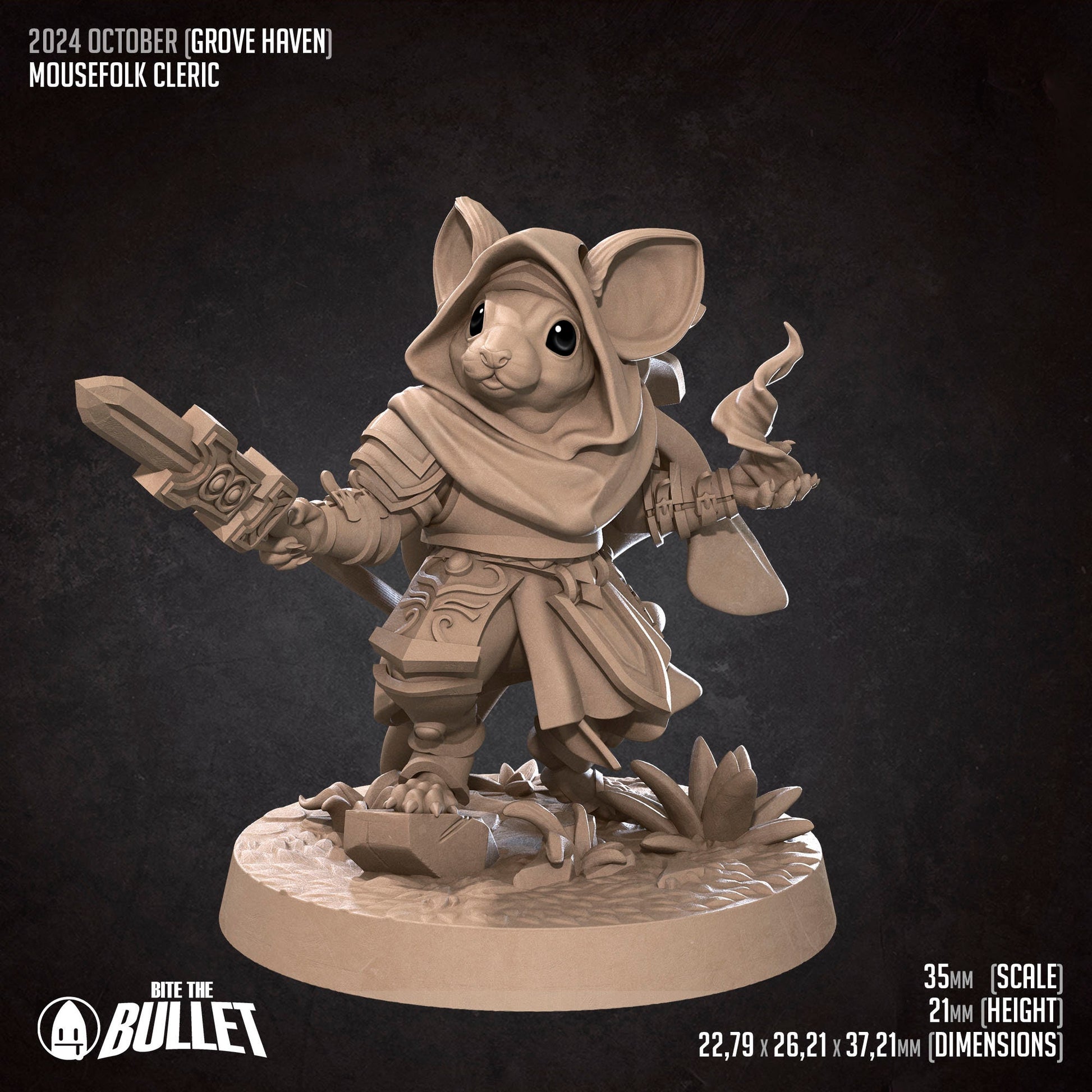 Mousefolk Cleric | TABLETOP SCALE | D&D Humblewood TTRPG Miniature | Bite the Bullet