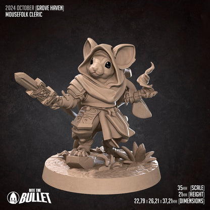 Mousefolk Cleric | TABLETOP SCALE | D&D Humblewood TTRPG Miniature | Bite the Bullet
