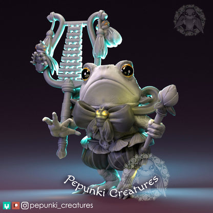 Toad Musician | Tabletop or Display Scale | D&D Humblewood TTRPG Miniature | Pepunki Creatures