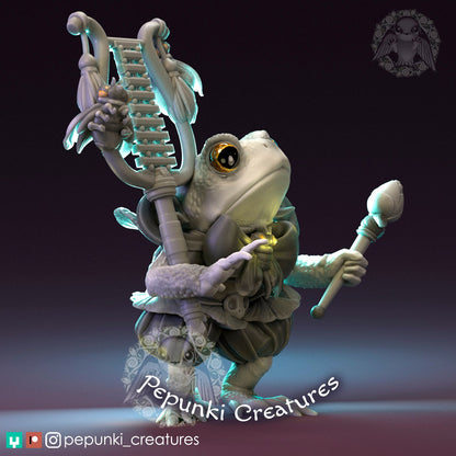 Toad Musician | Tabletop or Display Scale | D&D Humblewood TTRPG Miniature | Pepunki Creatures