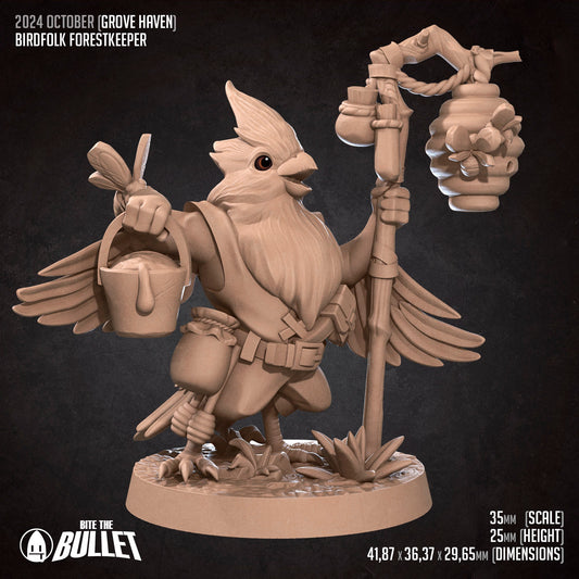 Birdfolk Forestkeeper | TABLETOP SCALE | D&D Humblewood TTRPG Miniature | Bite the Bullet