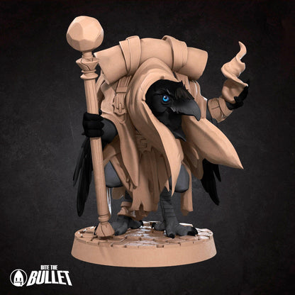 Crowfolk Warlock | TABLETOP SCALE | D&D Humblewood TTRPG Miniature | Bite the Bullet