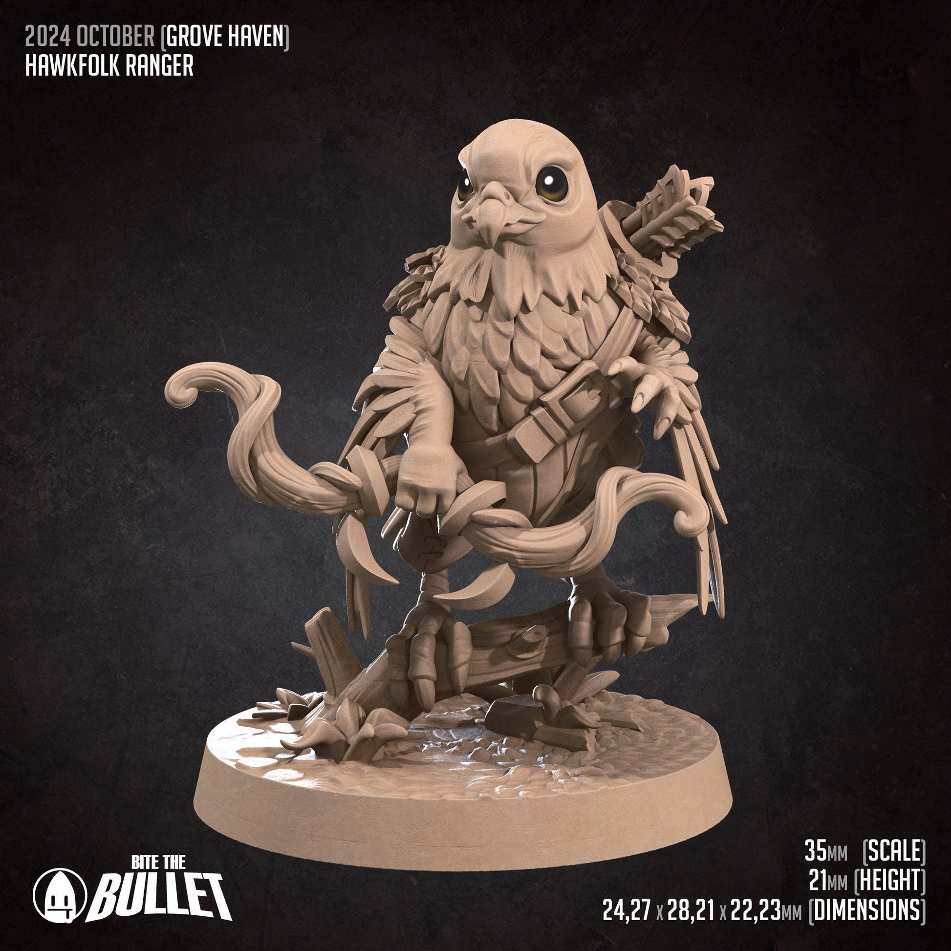 Hawkfolk Ranger | TABLETOP SCALE | D&D Humblewood TTRPG Miniature | Bite the Bullet