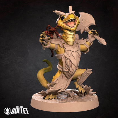 Lizardfolk Barbarian | TABLETOP SCALE | D&D Humblewood TTRPG Miniature | Bite the Bullet