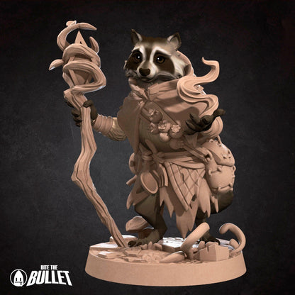 Raccoonfolk Druid | TABLETOP SCALE | D&D Humblewood TTRPG Miniature | Bite the Bullet