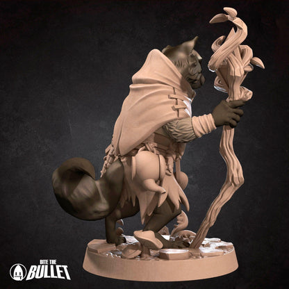 Raccoonfolk Druid | TABLETOP SCALE | D&D Humblewood TTRPG Miniature | Bite the Bullet