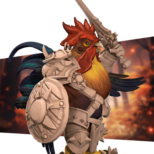 Roosterfolk Warrior | TABLETOP SCALE | D&D Humblewood TTRPG Miniature | Bite the Bullet