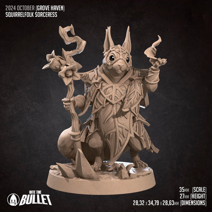 Squirrelfolk Sorceress | TABLETOP SCALE | D&D Humblewood TTRPG Miniature | Bite the Bullet