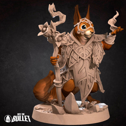 Squirrelfolk Sorceress | TABLETOP SCALE | D&D Humblewood TTRPG Miniature | Bite the Bullet