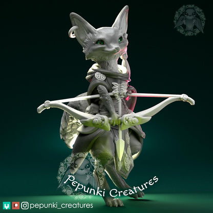 Fox Archer Hunter Ranger | Tabletop or Display Scale | D&D Humblewood TTRPG Miniature | Pepunki Creatures