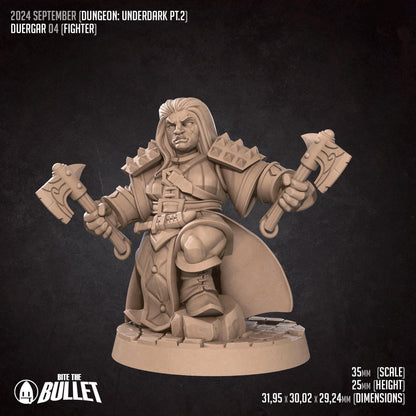 Duergar Fighter | TABLETOP SCALE | D&D TTRPG Miniature | Bite the Bullet