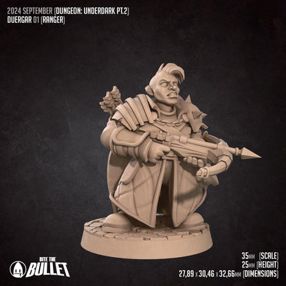 Duergar Ranger | TABLETOP SCALE | D&D TTRPG Miniature | Bite the Bullet